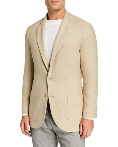 Loro Piana Men's Houndstooth Two-button Soft Jacket In Beige