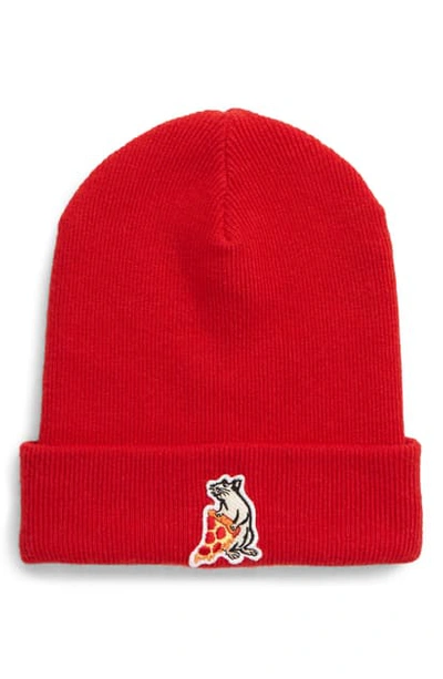 Rag & Bone Men's Pizza Rat Patch Beanie Hat In Red