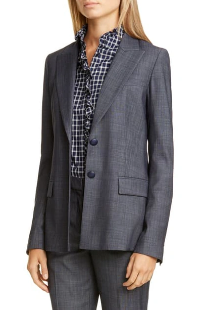 Lafayette 148 Harlow Fusion Suiting Two-button Jacket In Royal Blue Multi