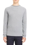 Theory Men's River Organic Waffle-knit Raglan Sweater In Med Grey Heather