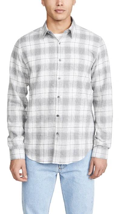 Theory Irving Grid Cotton Flannel Regular Fit Shirt In Pyrite Multi