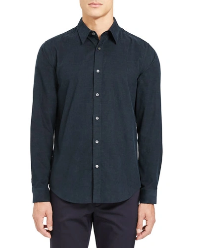 Theory Men's Irving Corduroy Point-collar Sport Shirt In Vetiver