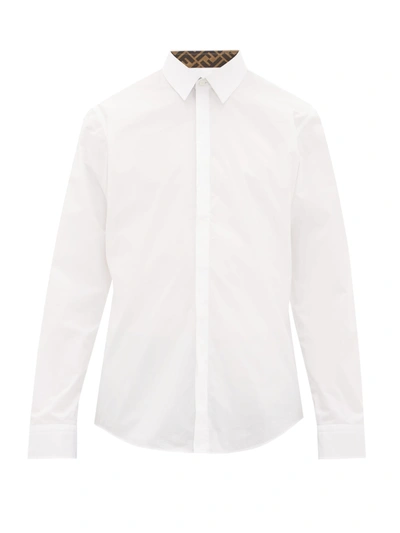 Fendi Ff-cuff Cotton-poplin Shirt In White