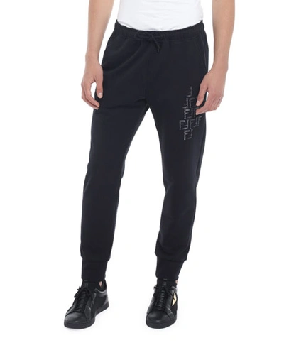 Fendi Men's Faded-ff Sweatpants In Black