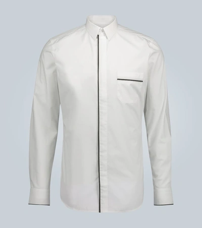 Fendi Men's Multi-piping Poplin Shirt In White