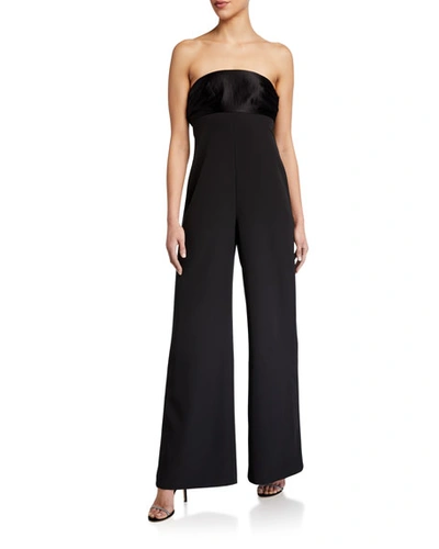 Milly Brooke Strapless Wide-leg Cady Jumpsuit In Black