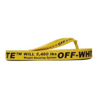 Off-white 黄色 And 黑色 Arrows 人字拖 In Yellow