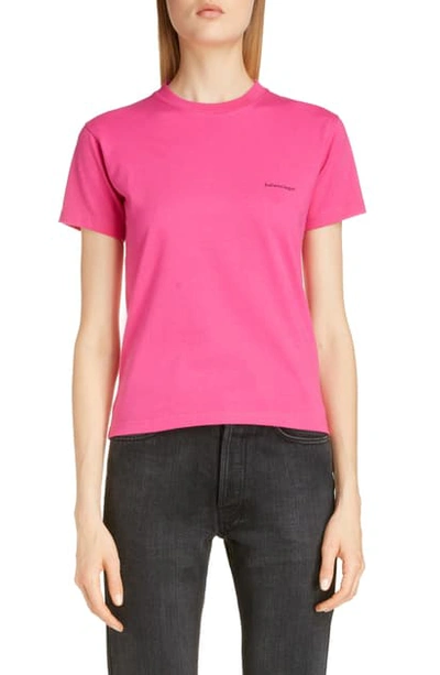 Balenciaga Copyright Fitted Jersey Tee, Pink
