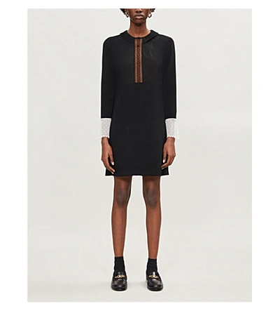 Sandro Jolyne Cotton-blend Mini Dress In Black