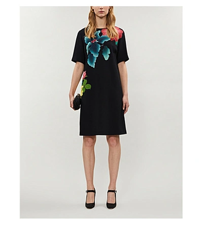 Etro Floral-print Crepe Mini Dress In Black