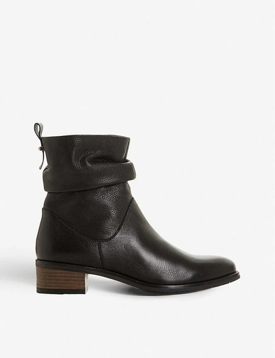 Dune Pagers Ruched Ankle Boot In Black-leather