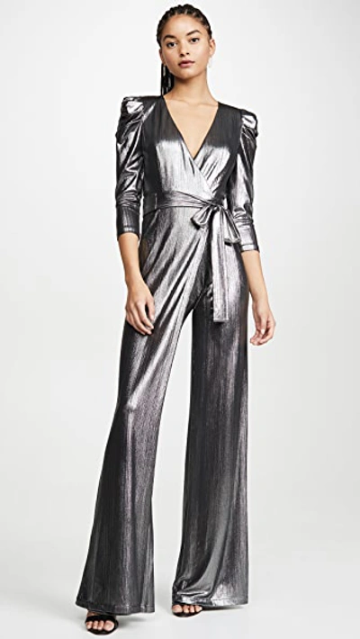 Retroféte Retrofete Monroe Jumpsuit In Metallic Silver. In Gunmetal