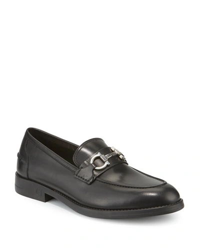 Ferragamo Men's Arlin Leather Slip-on Bit Loafers In Black