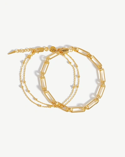Missoma Aegis Double Chain Bracelet Set 18ct Gold Plated Vermeil