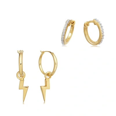 Missoma Stormy Night Stack Earring Set 18ct Gold Plated Vermeil/cubic Zirconia