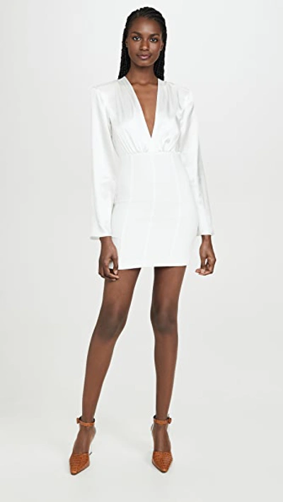 Cinq À Sept Sandy Plunging Flare-sleeve Short Dress In Ivory