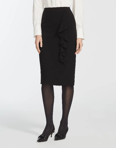 Lafayette 148 Vera Ruffle Trim Pencil Skirt In Black