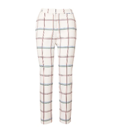 Tory Sport Printed Tech Twill Golf Pants In Snow White Fine Plaid