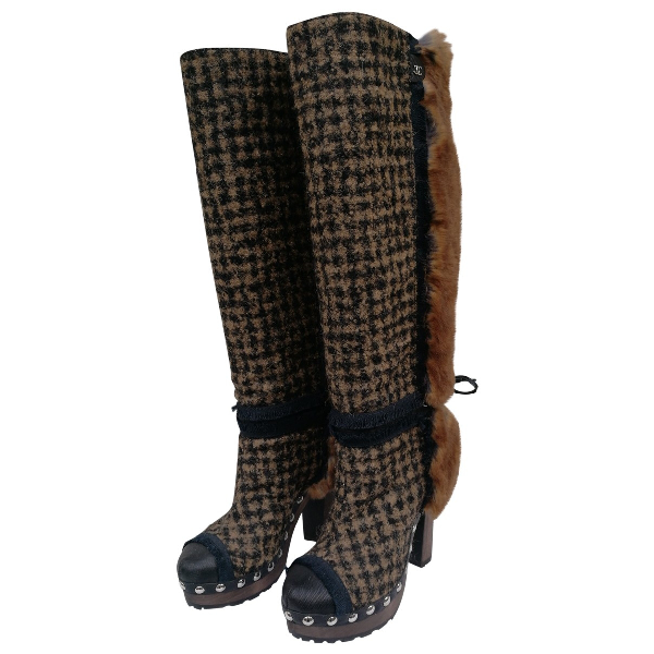 vintage chanel fur boots