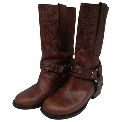 Pre-owned Giuseppe Zanotti Leather Biker Boots In Brown