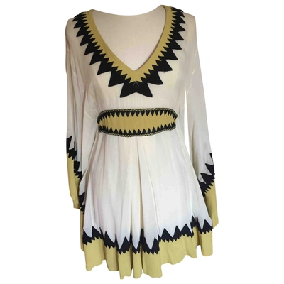 Pre-owned Temperley London Silk Mid-length Dress In Ecru