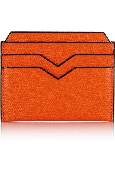 Valextra Textured-leather Cardholder In Orange