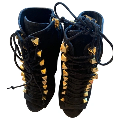 Pre-owned Giuseppe Zanotti Leather Lace Up Boots In Black