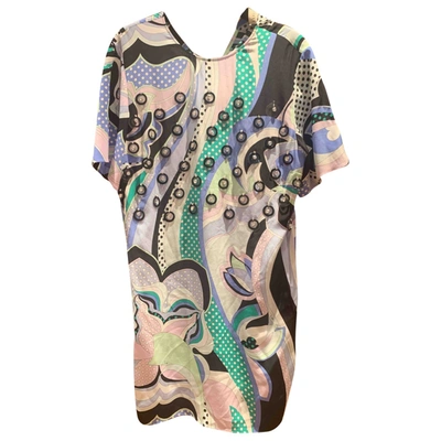 Pre-owned Emilio Pucci Silk Mid-length Dress In Turquoise