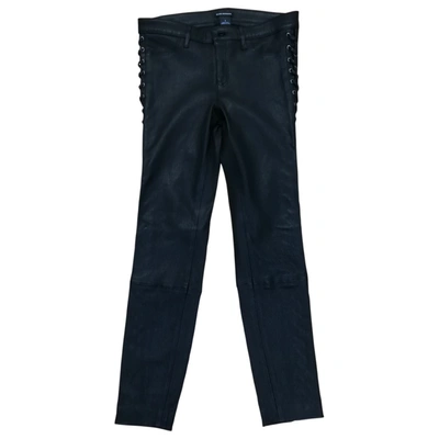 Pre-owned Club Monaco Leather Slim Pants In Black