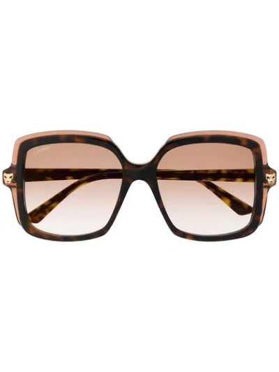 Cartier Square Frame Tinted Sunglasses In Brown