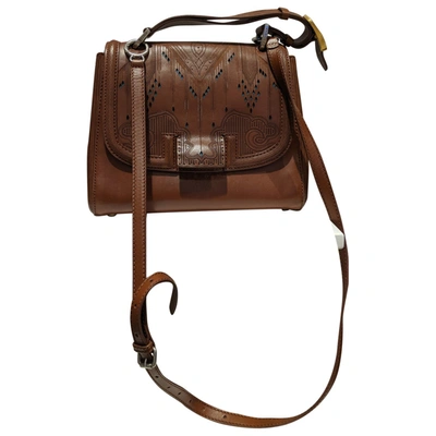 Pre-owned Fendi Silvana Leather Crossbody Bag In Camel