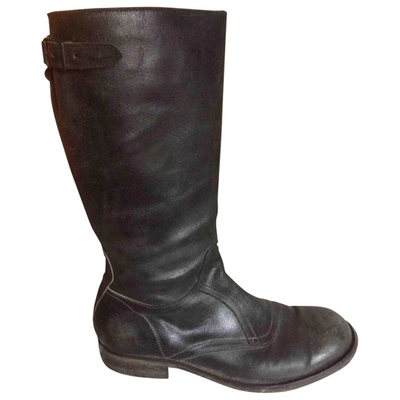 Pre-owned Moma Leather Boots In Black