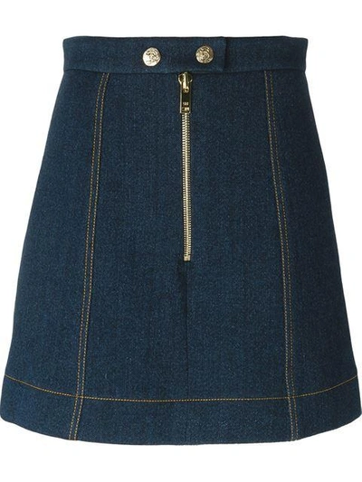 Sonia Rykiel Zip-front Denim Mini Skirt In Marine
