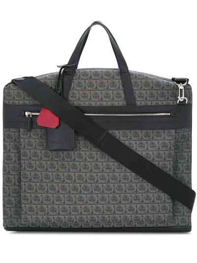 Ferragamo Gancini Pattern Holdall In Black