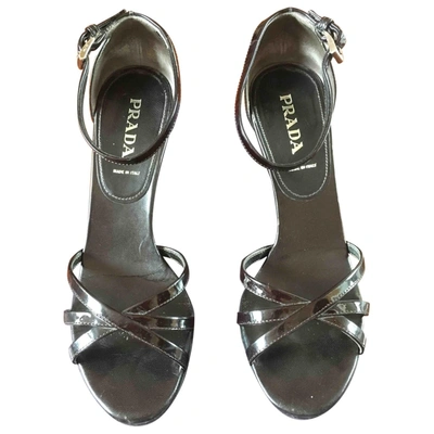Pre-owned Prada Patent Leather Sandals In Brown