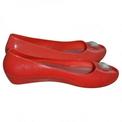 Pre-owned Emporio Armani Ballet Flats In Red