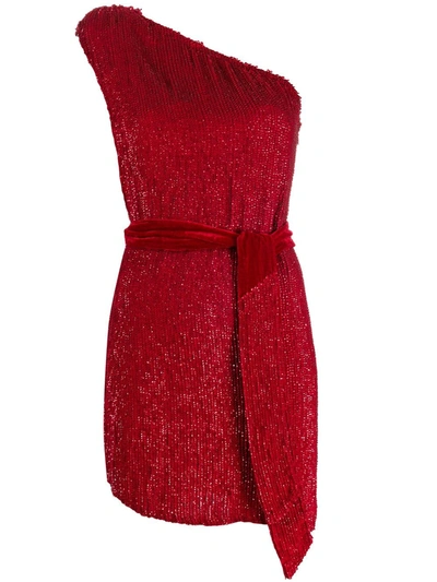 Retroféte Ella Red One-shoulder Sequin Mini Dress