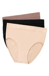 Wacoal B Smooth Assorted 3-pack High Cut Briefs In Rose Dust/taupe/black