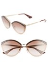 Prada Women's Oversized Rimless Cat Eye Sunglasses, 62mm In Dark Brown/ Brown Gradient