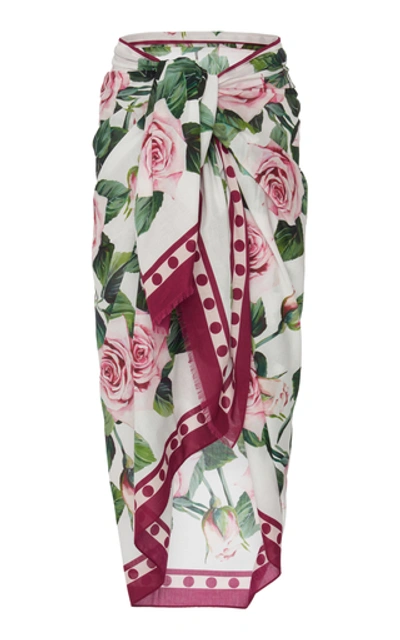 Dolce & Gabbana Floral-print Silk-voile Pareo