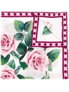 Dolce & Gabbana Tropical Rose Print Scarf In White