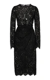 Dolce & Gabbana Gathered Guipure Lace Midi Dress In Black