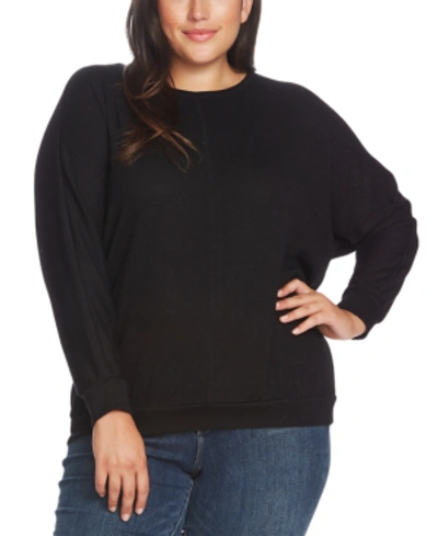 Vince Camuto Plus Size Rhinestone Embellished Sweater In Rich Black