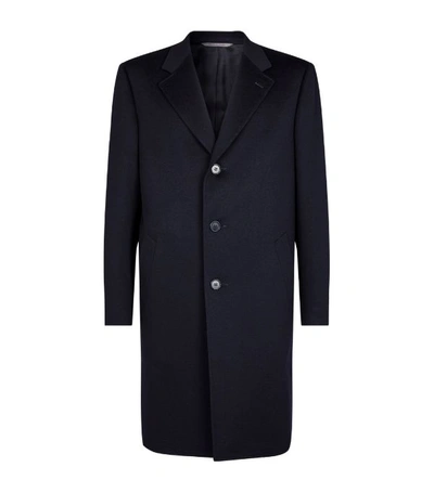 Canali Wool-cashmere Coat In Black