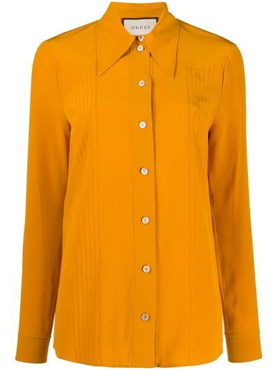 Gucci Tuck Detail Collared Shirt In Yellow