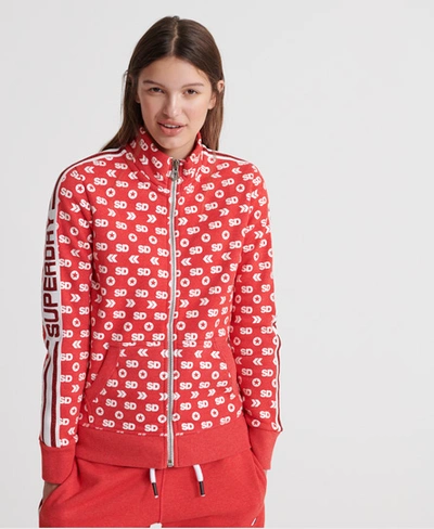 Superdry Modern Coral Label Monogram Funnel Track Top In Red | ModeSens