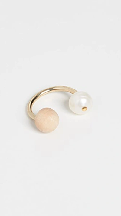 Sophie Monet The Pearl Point Ring In Wood/pearl