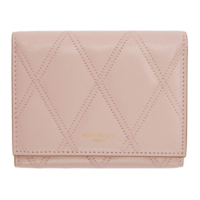 Givenchy Gv3 Quilted Leather Tri-fold Wallet In Nude