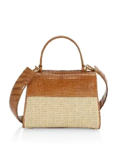 Nancy Gonzalez Women's Small Lexi Raffia & Crocodile Top Handle Bag In Cognac