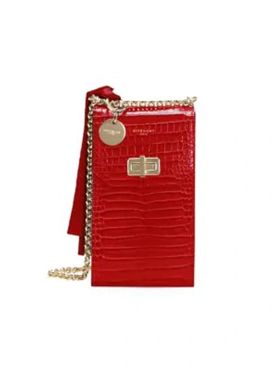 Givenchy Catena Snakeskin-embossed Leather Crossbody Phone Case In Red